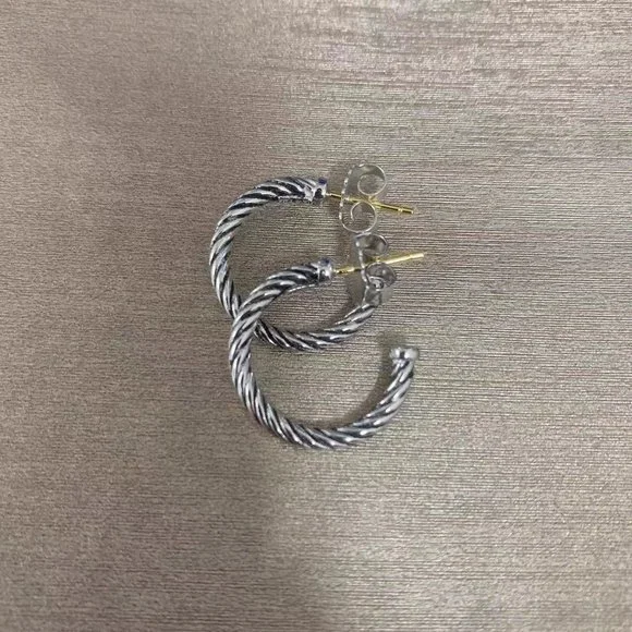 Classic Sculpted Cable Hoop Earrings in Sterling Silver - Picture 4 of 5